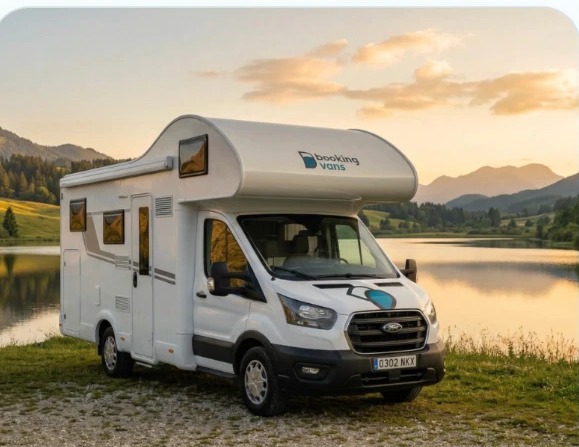 Autocaravana junto al lago