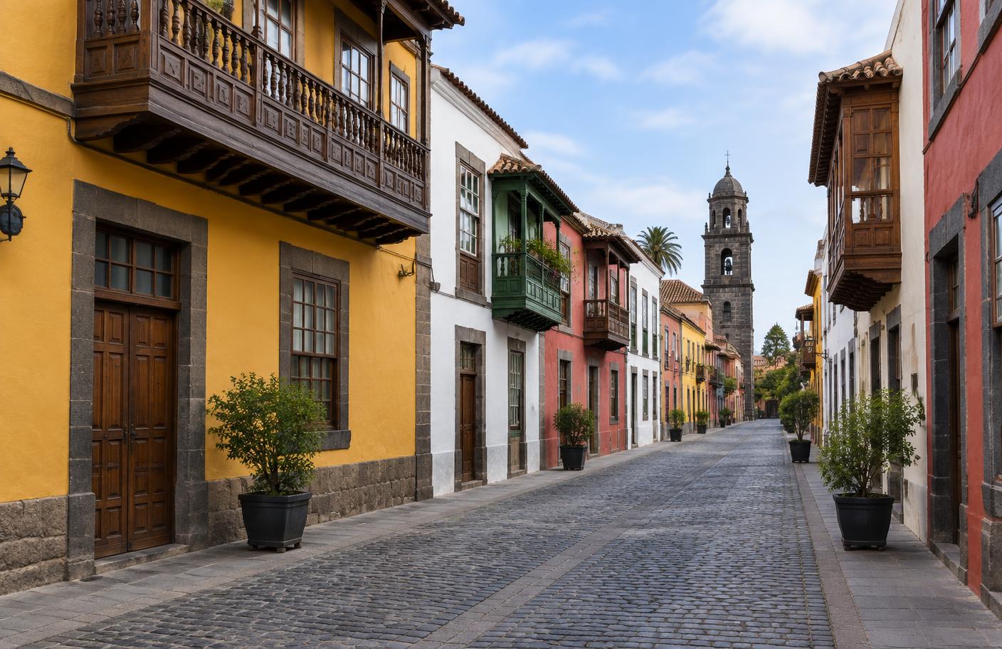 Calle histórica con arquitectura canaria en San Cristóbal de La Laguna